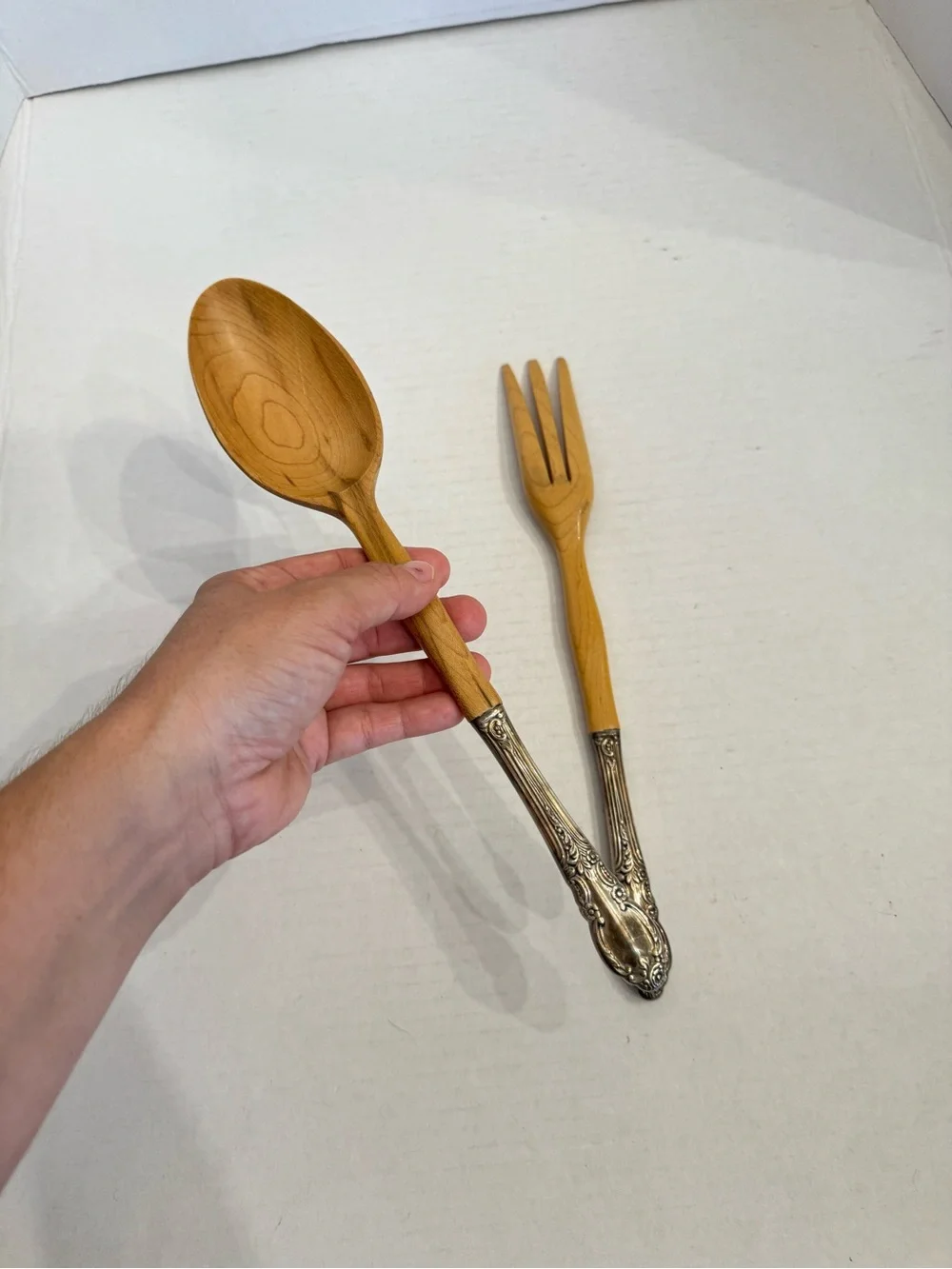 Wood Salad Serving SET Enchantment 1881 Rogers LONDONTOWN Oneida Silverplate